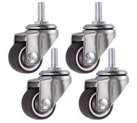 4 Pcs Roue pivotante, roulettes pour meubles à tige 25mm en M6 × 15, roulettes pivotantes en caoutchouc, pourchariots, chariot, lit