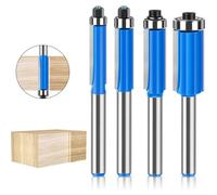 4 Pcs Set Fraise Defonceuse 8mm Tige, Fraise a Copier a Bois, Fraises pour Défonceuses avec Roulement Supérieur Fraise pour Affleur