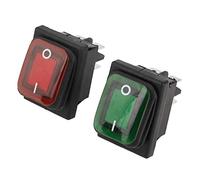 4 Pcs/Set Interrupteur À Bascule, 220V 4 Broches 2 Position Sur-Arrêt Étanche Mini Lampe Vert Rouge Rond Bouton De Pression Commutateur À Bascule