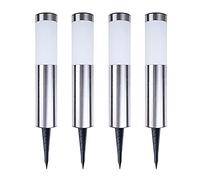 4 Pcs Solaire Post Lumière Extérieur Jardin Chemin Lampe Pelouse Route Lampe en Acier Inoxydable Extérieur Pilier Lampe Clôture Borne Colonne Lampe Voie Éclairage Étanche IP65 Réverbère