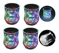 4 Pcs Verre Lumineux Led, Verre Mojito Verres Led Acrylique Verre Incassable Texture PC Verres à Liqueur Led Vert, VERRE A COCKTAIL