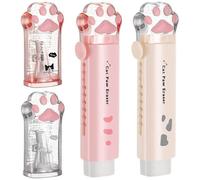 4 Pices Mignon Chat Patte Taille-Crayon et Gomme Rtractable Kawaii Fournitures Scolaires