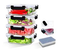 4 Pièce 1040ML Boites de Conservation Alimentaire pour Préparer des Repas Sains - Boites en Verre Hermétiques
