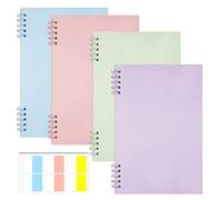 4 Pièce A5 Cahier à Spirale, Cahier à Rayures avec 60 Étiquettes D'index | Portable Carnet de Notes, Carnet de Notes à Spirale pour L'école L'écriture Garçons Filles et Enseignants