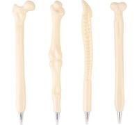 4 Piece Bone Shape Ballpoint Pens, Black Ink Ballpoint Pen, Finger Skull Bone Ballpoint Pen, Stationery Gift, Student Gift, For School Office Stationery