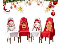 4 Piece Dining Chair Covers Festive Funny Seat Protector Stretch Fit | Decorative Furniture Slipcovers With Cute Seasonal Designs For Kitchen Dining Room Holiday Party Home Interior Styling