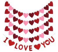 4 Pièce Guirlande Papier Coeur Rose Deco et 1 Pièce Guirlande I Love You,Ensembles de Drapeaux d'amour,Coeur Guirlande Papier, Suspendu Streamer Bannière,pour Saint-Valentin