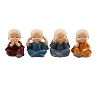 4 Pièce Mignon Moine Figurines Petite Statue De Résine, Sage Kung Fu Bouddha Créatif Artisanat Ornement Comme À La Maison, Bureau Voiture Affichage Intérieur Décoration Décor Poupées Jouet Cadeau