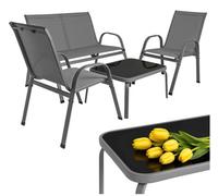 4-Piece Outdoor Furniture Set, Steel & Glass, Gray