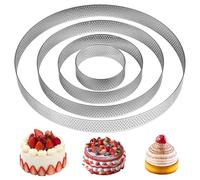 4 Pièces Ø 6/10/15/20 cm Cercle à Pâtisserie Microperforés Acier Inoxydable | Hauteur 2 cm, Cercle à Tarte Perforé, Cercles à Tartelette, Moule Tartelette, pour Gâteaux, Mousse, Mini Pizzas