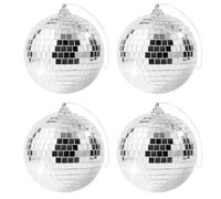 4 Pièces 10cm Boules Disco Miroir,Argentées Boule à Facette Kit,Boule a Facette,Boules Disco à Suspendre,pour Décorations de Sapin de Noël,Les Décors de Mariage,Les Décorations D'intérieur