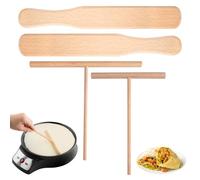 4 Pièces 12 cm/18 cm Bois de Repartiteur Pate a Crepe | Spatule Bois Crepe, Forme en T Spatule a Crêpes en Crepiere Râteau pour pancakes, jambon palates