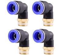 4 pièces 12mm 3/8" PT Raccords enfichables pneumatiques coudés à 90° avec filetage extérieur Raccords rapides pneumatiques pour tuyaux enfichables Raccord d'air comprimé Push-In