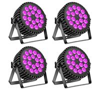 4 pièces 200W LED Par DJ Projecteur RGB UV noire lumière disco DMX512/ Aotu/son activé Éclairage de scène pour Fête DJ Bar Noël Halloween Mariage（Expédition depuis l'allemand）