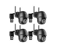 4 pièces 2K+ 5MP PTZ 2,4/5GHz WLAN Caméra de surveillance extérieure, détection de personnes/véhicules, auto-tracking, spotlight, carte mémoire 32GB
