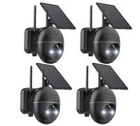 4 pièces 2K caméra de surveillance solaire extérieure batterie Caméra de surveillance sans fil avec vision nocturne couleur PIR détecteur de mouvement sirène/alarme lumière blanche Alexa