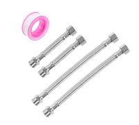 4 Pièces 3/8" Tuyaux Flexibles 20cm/10cm avec Ruban D'étanchéité | Flexibles Robinets Tressé en Acier Inoxydable, Tuyaux de Raccordement Flexibles Robinets pour Cuisine Salle de Bai