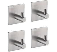 4 Pieces 3M Adhesive Hook, Bathroom Wall Adhesive Hook, Kitchen Towel Hanger, Stainless Steel Adhesive Self-Adhesive Hook, Gray