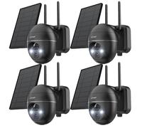 4 pièces 3MP solaire caméra de surveillance extérieure Wi-Fi 360 ° caméra PTZ en plein air avec panneau solaire sans fil vision nocturne couleur détection PIR sirène/alarme lumière blanche