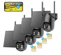 4 pièces 4G LTE caméra de surveillance extérieur batterie avec carte SIM 2K sans fil solaire PTZ caméra IP extérieure sans WLAN IR/vision nocturne couleur détection PIR