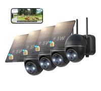 4 pièces 4G LTE caméra de surveillance extérieur batterie avec carte SIM 2K sans fil solaire PTZ caméra IP en plein air sans WLAN couleur vision nocturne PIR de détection