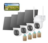 4 pièces 4G LTE caméra de surveillance extérieure solaire avec carte SIM 2K HD 3MP PTZ caméra sans fil sans WLAN extérieur batterie couleur/IR vision de nuit détection PIR
