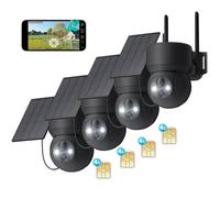 4 pièces 4G LTE caméra de surveillance extérieure solaire avec carte SIM 2K HD PTZ caméra sans fil sans WLAN extérieur batterie couleur vision nocturne PIR de détection