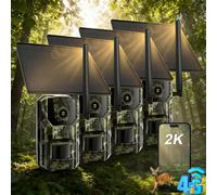 4 pièces 4G LTE caméra sauvage avec app & détecteur de mouvement 2K caméra de surveillance solaire extérieure avec carte SIM 7800mAh batterie No-Glow vision nocturne caméra avec GPS