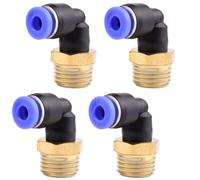4 pièces 4mm 1/4" PT Raccords enfichables pneumatiques coudés à 90° avec filetage extérieur Raccords rapides pneumatiques pour tuyaux enfichables Raccord d'air comprimé Push-In