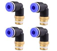 4 pièces 4mm 1/8" PT Raccords enfichables pneumatiques coudés à 90° avec filetage extérieur Raccords rapides pneumatiques pour tuyaux enfichables Raccord d'air comprimé Push-In
