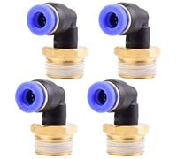 4 pièces 6mm 3/8" PT Raccords enfichables pneumatiques coudés à 90° avec filetage extérieur Raccords rapides pneumatiques pour tuyaux enfichables Raccord d'air comprimé Push-In