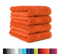 4 pièces/8 pièces dans de nombreuses couleurs - 4/8 Set de serviettes essuie-mains 50 x 100 cm, 100 % coton, terra, Lot de 4