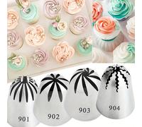 4 pièces/8 pièces Set de décoration de desserts professionnel et facile à utiliser : 4 pièces de douilles en acier inoxydable, convient pour les cupcakes, outil de cuisson essentiel pour la maison Tai