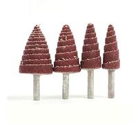 4 pièces 80# tête de meulage à cône conique roues à rabat de papier de verre outils de ponçage de polissage pour accessoires Dremel tige de 6 mm, 30 mm