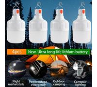 4 pièces Ampoules LED rechargeables USB, éclairage portable d'urgence, ampoules décoratives, convient pour l'éclairage de scène, batterie lithium intégrée de 400 mAh, chargement USB, applicable pour l