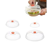 4 Pièces Anti Éclaboussures Micro Ondes,Couvercle pour Micro Ondes avec Poignée,Transparent Cloche Micro-Onde Sans BPA,Convient pour Réchauffer les Aliments avec Bouton de Ventilation