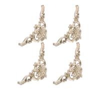 4 Pièces Applique Décorative D’angle de Plafond en Faux Plâtre Motifs | Ornement Floral Sculpté, Finition Plastique Rigide, Pose DIY pour Armoires, la Cuisine, Plafonds, Style Baroque Vintage