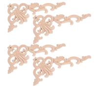 4 Pièces Applique en Bois Sculpté Vintage pour Meubles, Mur, Beige