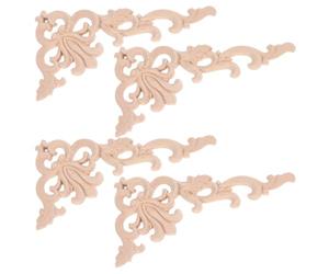 4 Pièces Applique en Bois Sculpté Vintage pour Meubles, Mur, Beige