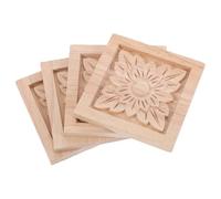 4 Pièces Applique en Bois Sculpté Vintage pour Portes Armoires Tiroirs et | Bois Brut à Peindre, Pose Rapide, Décoration Murale ou Amélioration de Meubles Cuisine, Création DIY