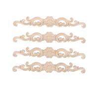 4 Pièces Applique en Bois Sculptée Européenne Décorative | Incrustation de Bois, Motif Sculpté, Finition Non Peinte, Décoration Intérieure Maison