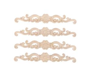 4 Pièces Applique en Bois Sculptée Européenne Décorative | Incrustation de Bois, Motif Sculpté, Finition Non Peinte, Décoration Intérieure Maison