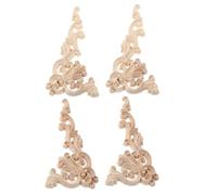 4 Pièces Appliques Décoratives en Bois Sculpté