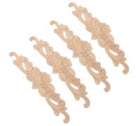4 Pièces Appliques en Bois Beige pour Meubles et Portes | Décoration Maison Intérieure, Style Élégant et Artistique, pour Cabinets, Mobilier, Finition Brute