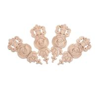 4 Pièces Appliques en Bois pour Meubles, Décor Européen Élégant | Décoration Non Peinte, Pose Facile, Détails de Sculpture Raffinés, pour Armoire et Miroir, Beige