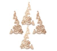4 Pièces Appliques en Bois pour Meubles Décoratifs D'angle Beige