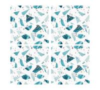 4 Pièces Autocollant de Sol en PVC Bleu, Effet Terrazzo, Adhésif | Surface Imprimée Moderne, Pose sur Sols Lisses Propres, Locataires et Bricoleurs, Déco Simple