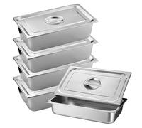 4 Pièces Bac Inox Alimentaire avec Couvercle,Bac Gastronorme,Plat Inox Barbecue,Plat Rectangulaire pour Mariner Viande,Escalopes,Empilable Set à Panure,Récipient pour Cuisine (GN1/3 32,5x17,5x6,5cm)