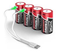 【4 pièces】 Batterie Rechargeable bébé C USB 2 en 1, câble de Charge de Batterie au Lithium C, Piles Li-ION C, LR14 1,5 V Taille C, Batterie de Rechange 5000 mWh pour Jouets projecteur (4 pièces)