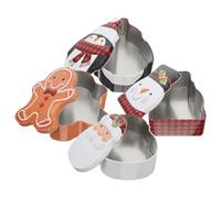 4 Pièces Boîte à Biscuits en Fer-blanc Ambiance Noël, Décorative | Surface Lisse, Motifs de Noël Cartoon, Présentation sur Comptoir, pour Bonbons, Biscuits, Sachets de Thé et Style Aléatoire
